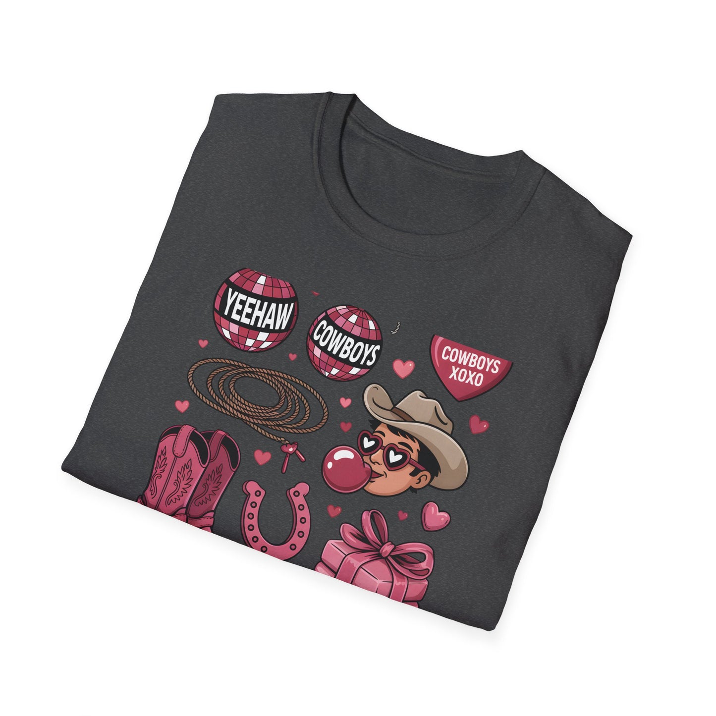 Howdy Valentine Cowboy T-Shirt | Sweet Western Love & YEEHAW Disco Heart Tee for Her | Unique Valentine's Day Gift