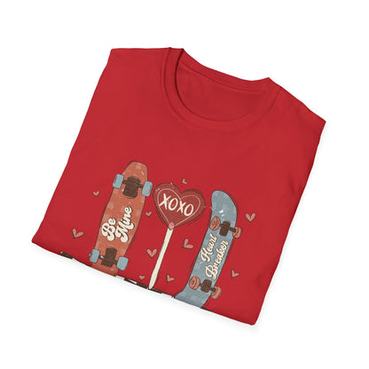 Retro Skateboard Valentine's T-Shirt | Be Mine Heart Breaker XOXO Tee | Trendy Vintage Skater Love Graphic Shirt