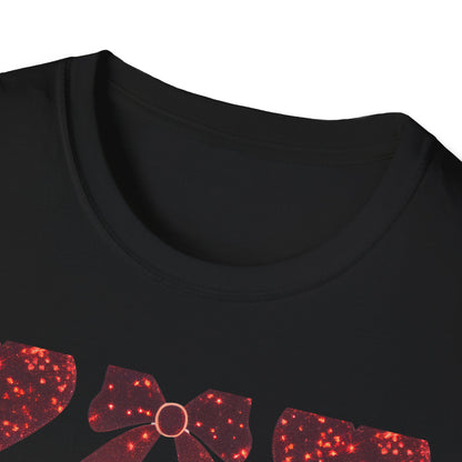 Dazzling Sparkle Hearts & Bows T-Shirt | Chic Glitter Love Tee for Women | Radiant Valentine's Day Gift