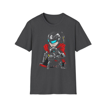 Dynamic Cyberpunk Graffiti T-Shirt - Futuristic Street Art Hero Tee for Gamers & Urban Artists