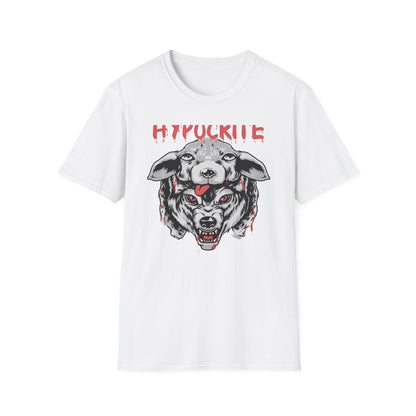 Bold Hypocrite T-Shirt: Fierce Wolf in Sheep's Clothing Design | Unapologetic Edgy Statement Graphic Tee