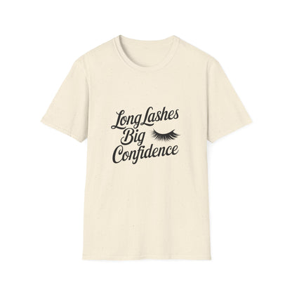Glamorous Long Lashes Big Confidence T-Shirt | Empowering Women's Beauty & Makeup Lover Tee