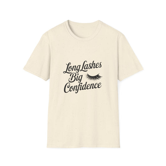 Glamorous Long Lashes Big Confidence T-Shirt | Empowering Women's Beauty & Makeup Lover Tee