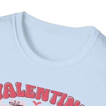 Groovy Valentine Vibes T-Shirt | Adorable Retro Heart Peace Sign Tee with Flower Crown for Valentine's Day