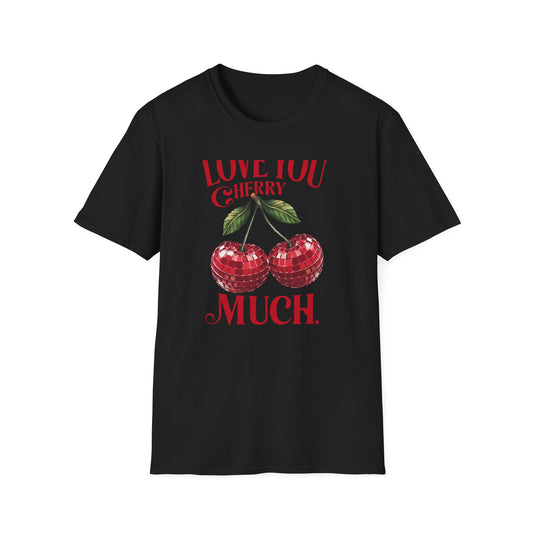 Sparkling Disco Cherry Love T-Shirt | 'Love You Cherry Much' Punny Tee | Retro Valentine's Gift | Unique Graphic Tee