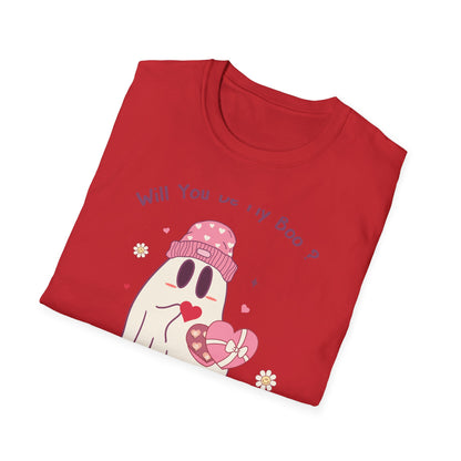 Adorable 'Will You Be My Boo' Ghost T-Shirt - Sweet Valentine's Day Proposal Tee - Cute Romantic Gift Apparel