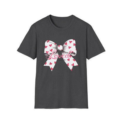 Inspiring 'Loved' John 3:16 T-Shirt | Christian Faith Tee with Hearts Bow | Beautiful Spiritual Gift for Women