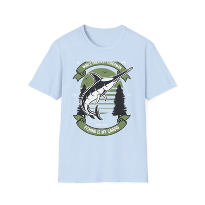 Epic World's Greatest Fisherman Marlin T-Shirt - 'Fishing Is My Cardio' Angler Tee Gift for Dad & Deep Sea Enthusiasts
