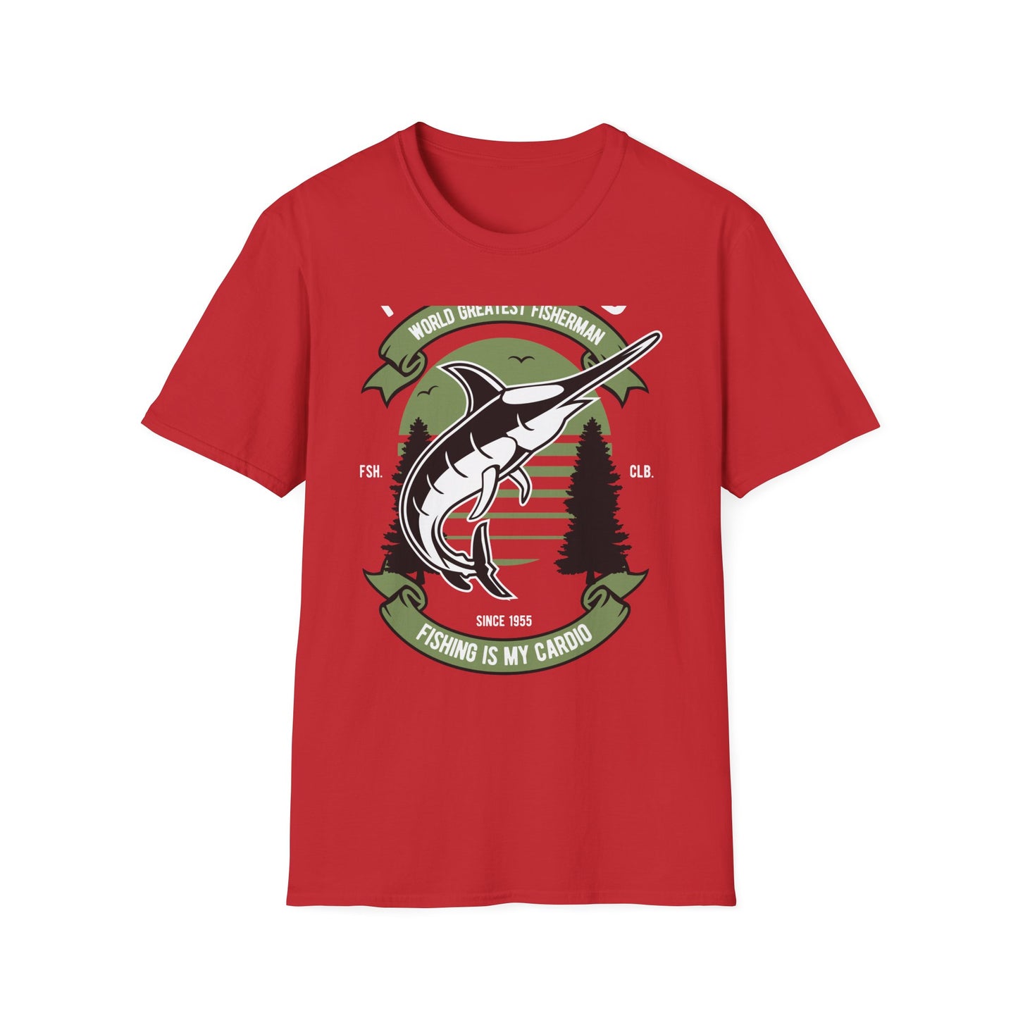 Epic World's Greatest Fisherman Marlin T-Shirt - 'Fishing Is My Cardio' Angler Tee Gift for Dad & Deep Sea Enthusiasts
