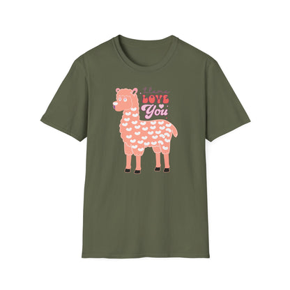 Sweet Llama Love You T-Shirt - Adorable Pink Llama Tee with Hearts & Stars - Perfect Valentine's Day Gift