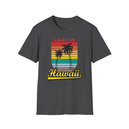 Lost In Hawaii T-Shirt | Retro Sunset Palm Trees Beach Vacation Tee | Trendy Island Life Souvenir Gift Top