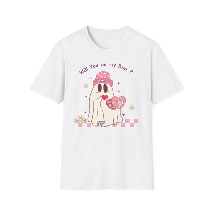 Adorable 'Will You Be My Boo' Ghost T-Shirt - Sweet Valentine's Day Proposal Tee - Cute Romantic Gift Apparel