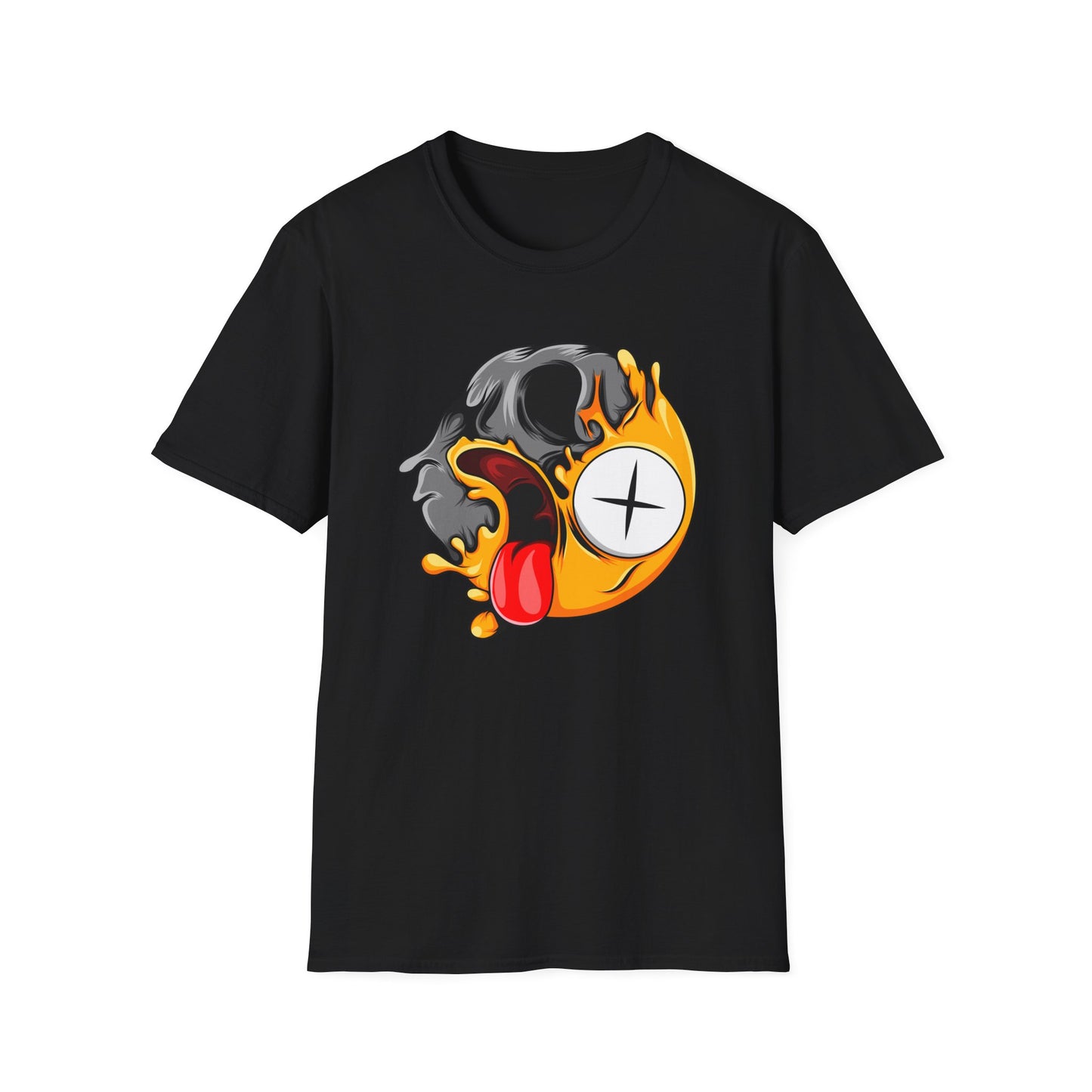 Vibrant Melting Skull Zombie Emoji T-Shirt | Edgy Streetwear Monster Tee | Unique Graphic Art Statement Apparel