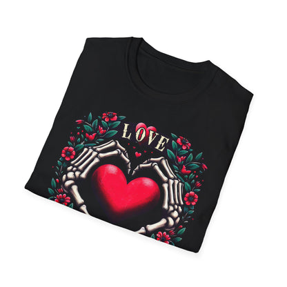 Stunning Love Forever Skeleton Hands Heart T-Shirt | Gothic Romance Till Death Do Us Part Tee | Unique Couple's Gift