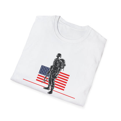Iconic US Soldier & American Flag T-Shirt | Veterans Day Tribute Tee for Military Heroes & Patriots