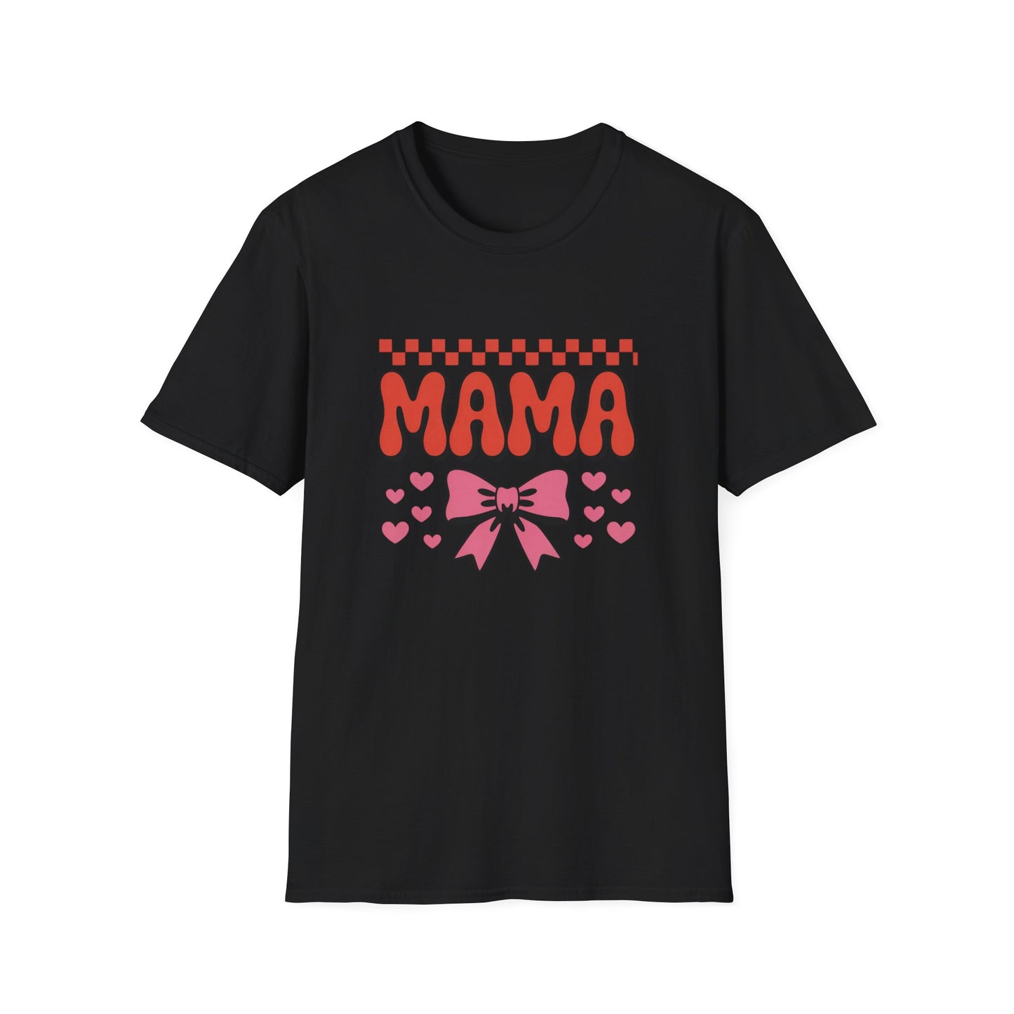 Retro Mama T-Shirt - Cute Pink Bow & Hearts Tee | Perfect Mother's Day Gift for Groovy Moms & New Moms
