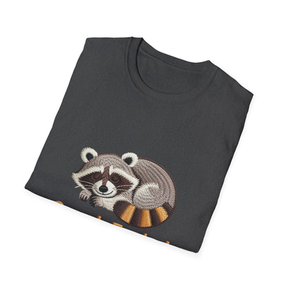 Adorable "Snack Fueled" Sleeping Raccoon T-Shirt | Cozy Animal Lover Tee - Perfect Funny Gift for Foodies & Nappers!