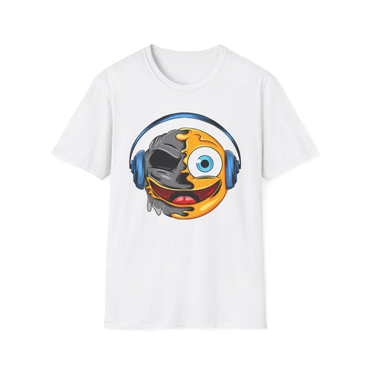 Mind-Blowing Melting Emoji Skull Headphones T-Shirt - Awesome Music Lover DJ Rave Tee