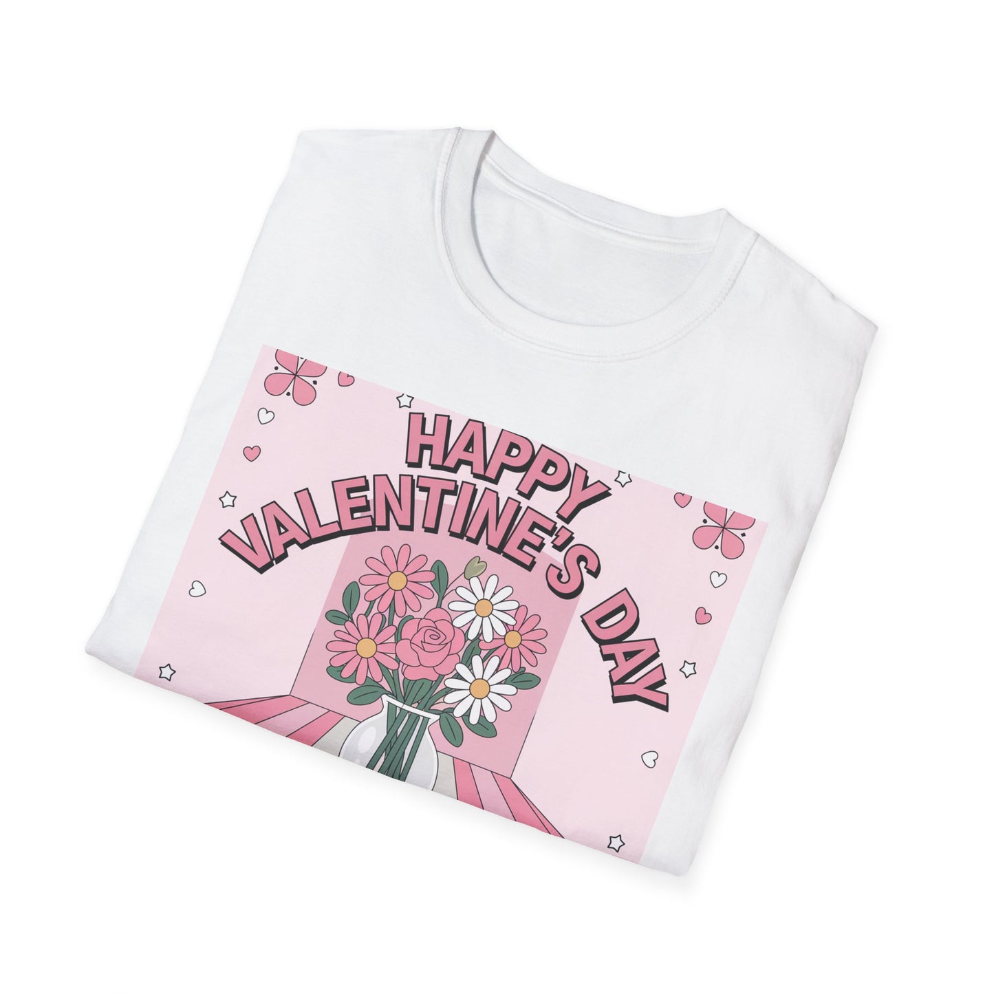 Groovy Valentine's Day Flowers T-Shirt | Charming Retro Love Bouquet Graphic Tee | Sweet Heart & Letter Gift for Her