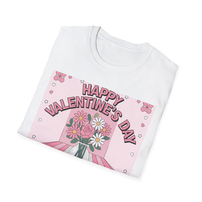 Groovy Valentine's Day Flowers T-Shirt | Charming Retro Love Bouquet Graphic Tee | Sweet Heart & Letter Gift for Her