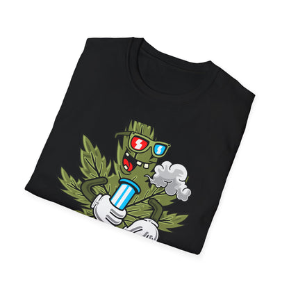 Epic 420 Stoner Leaf T-Shirt - Funny Cartoon Weed Character Bong Tee - Rad Cannabis Culture Gift for Men & Women
