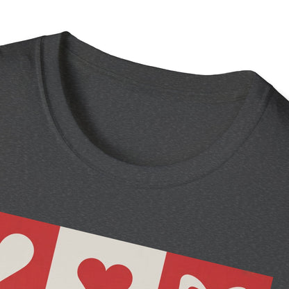 Charming Hearts & Bows Checkerboard T-Shirt | Sweet Love Pattern Tee | Perfect Valentine's Day Gift for Her
