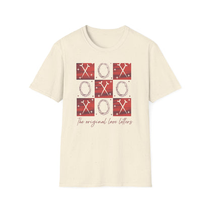 Meaningful Christian 'Original Love Letters' T-Shirt | Unique Cross & Crown of Thorns Design - Faith Tic-Tac-Toe Apparel