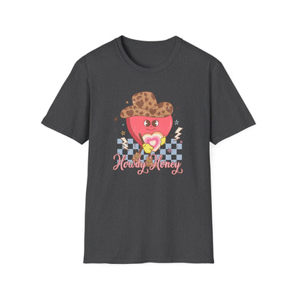 Groovy Cowgirl Heart "Howdy Honey" T-Shirt | Adorable Retro Western Sweetheart Tee for Women, Trendy Country Style
