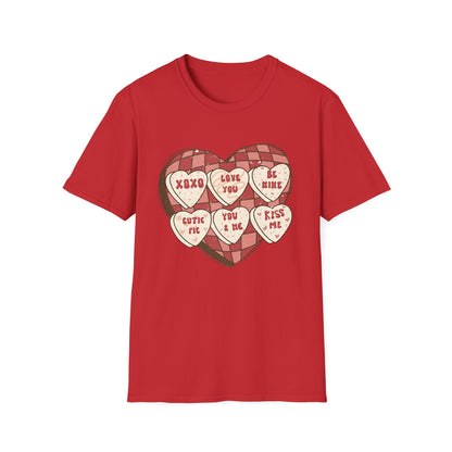 Charming Retro Conversation Hearts T-Shirt | Vintage Valentine's Day Sweetheart Candy Box Tee | Adorable Love Gift