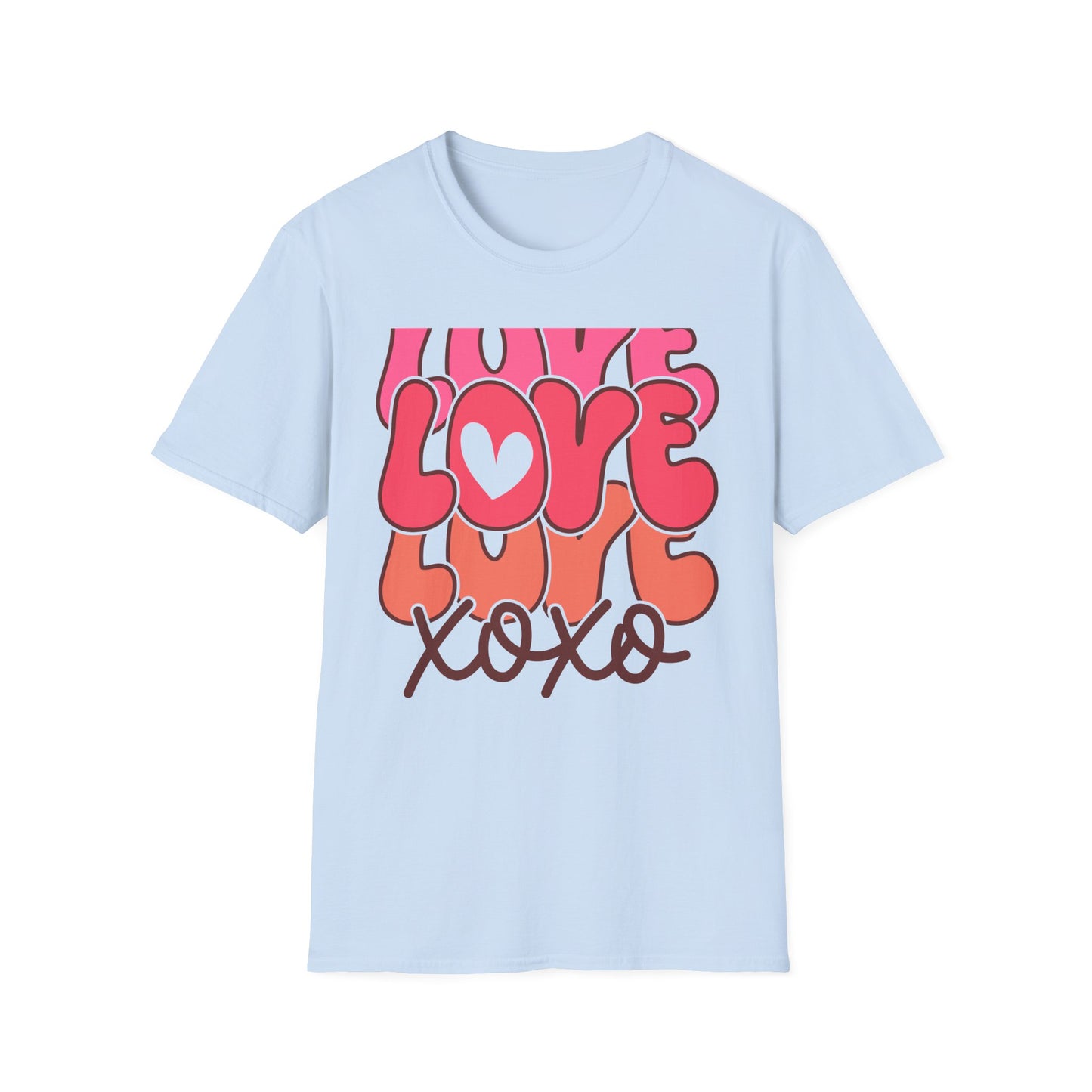 Vibrant Groovy LOVE XOXO T-Shirt | Retro Heart Bubble Letters Tee | Sweet Valentine's Day & Everyday Love Gift