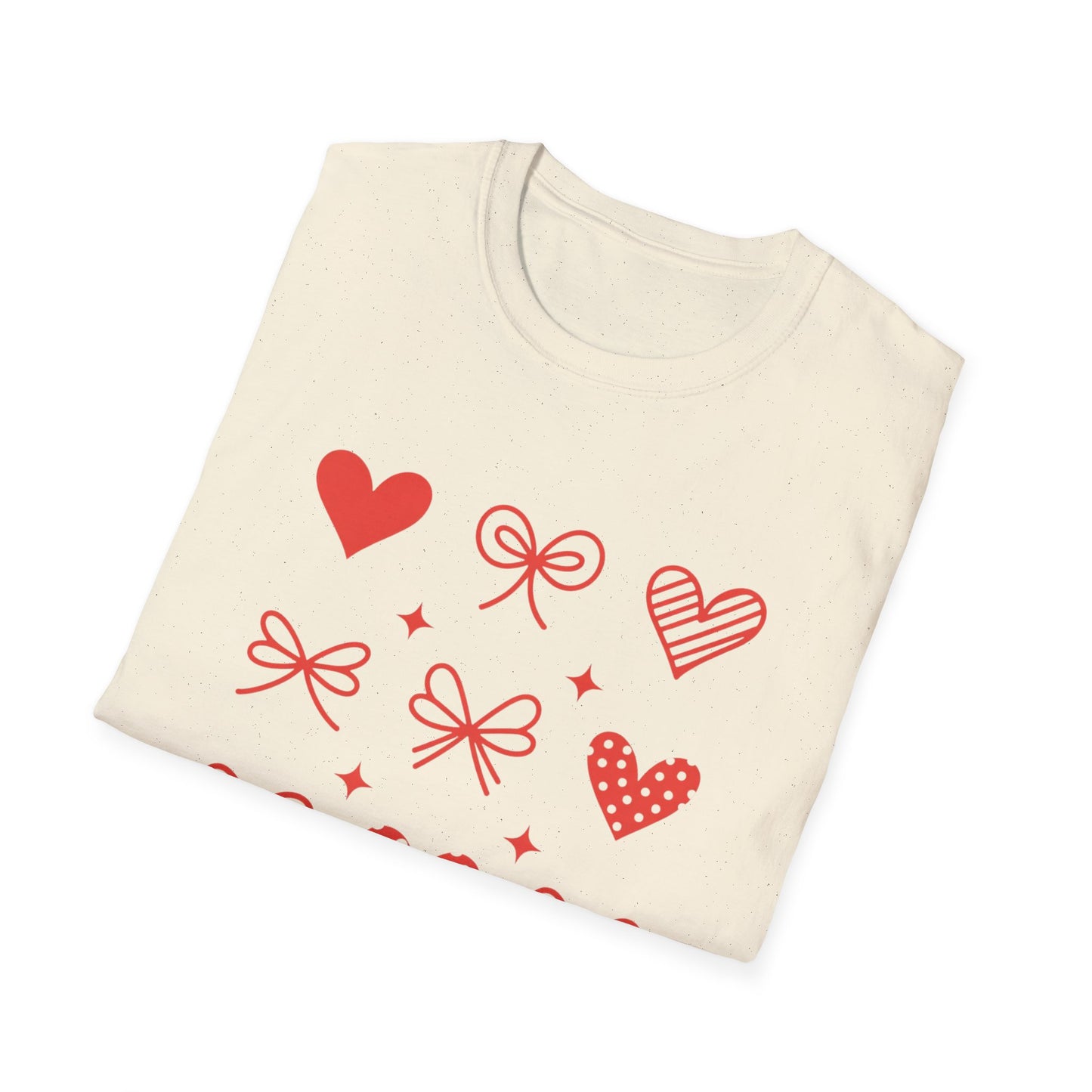 Adorable Valentine's Day Hearts & Bows T-Shirt | Sweet Romantic Love Graphic Tee for Women, Girls & Teens