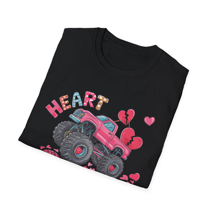 Bold Heart Crusher Monster Truck T-Shirt | Sassy Anti-Valentine's Day Tee | Funny Broken Heart Love Graphic Apparel