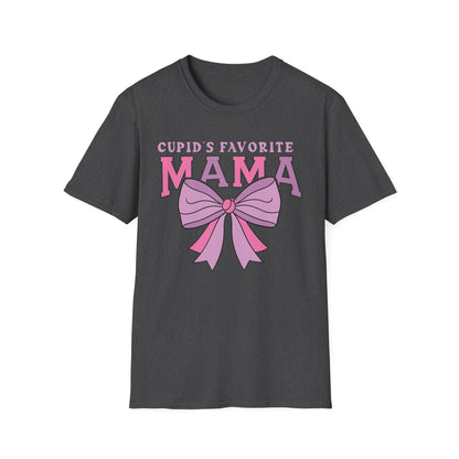 Cupid's Favorite Mama T-Shirt | Unique Valentine's & Mother's Day Gift for Her | Cute Pink Bow Graphic Tee