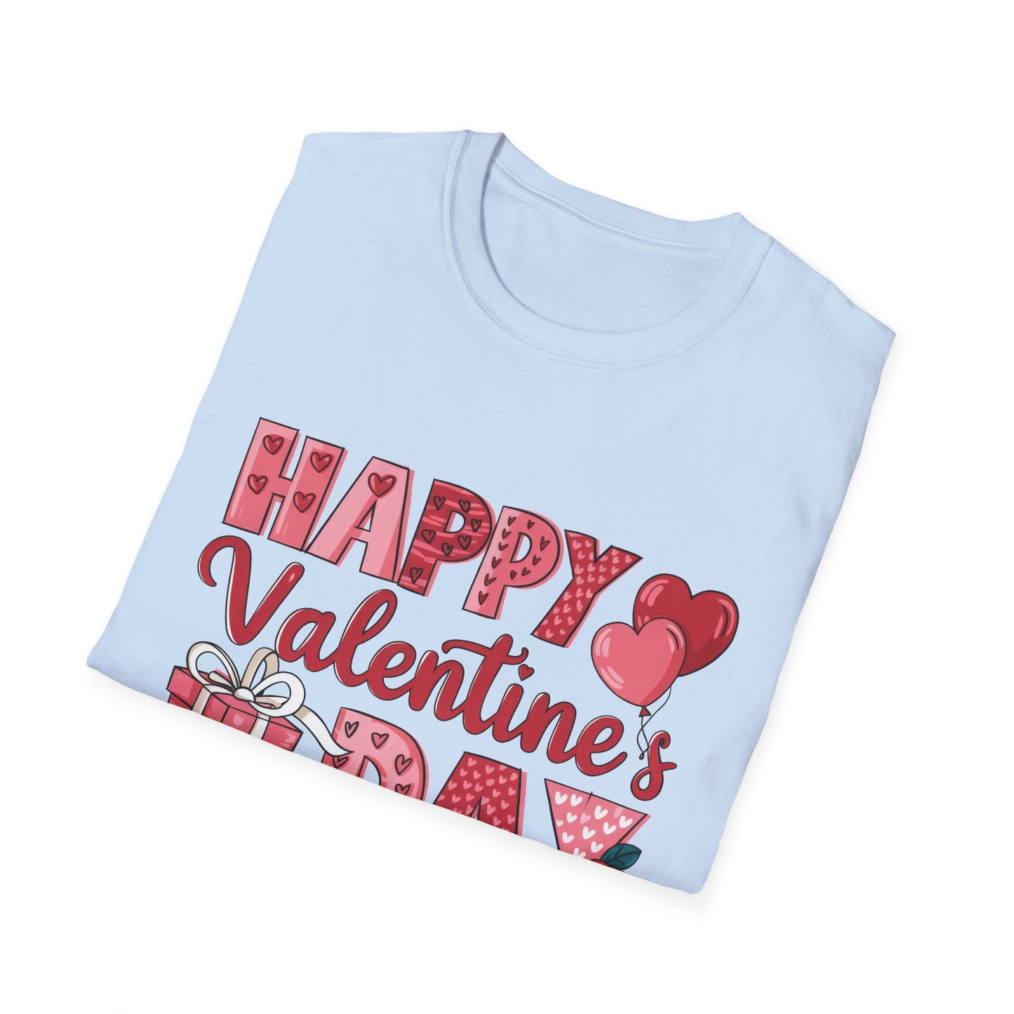 Charming Happy Valentine's Day T-Shirt | Sweet Hearts, Balloons & Rose Tee | Perfect Romantic Gift for Her