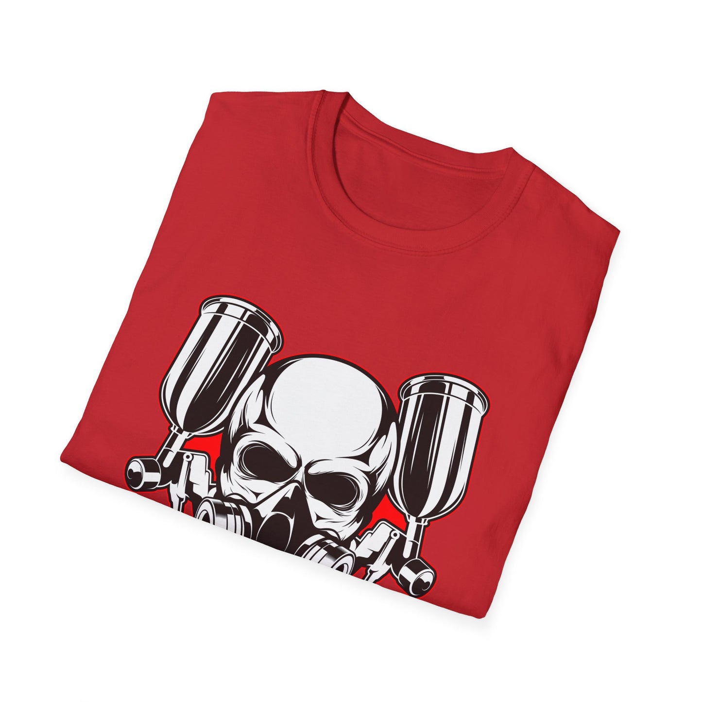 Bold Skull Gas Mask Spray Paint T-Shirt | Ultimate Airbrush Artist & Car Mechanic Gear Tee