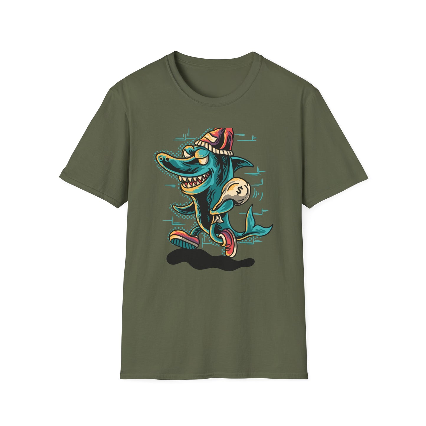 Epic Shark Mafia T-Shirt – Cool Urban Gangster Shark Tee with Money Bag | Unique Streetwear Graphic for Men & Teens