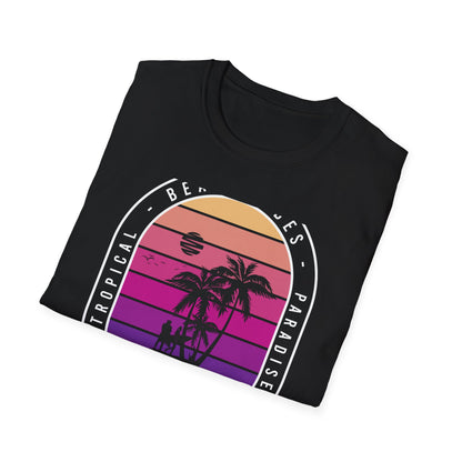 Epic Retro Sunset Hawaii Beach Vibes T-Shirt | Surfer Tropical Paradise Vacation Tee | Island Palm Tree Design Gift