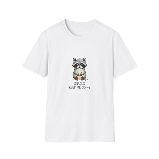 Adorable Raccoon Snacks Keep Me Going T-Shirt - Hilarious Foodie Gift for Animal Lovers & Snack Enthusiasts