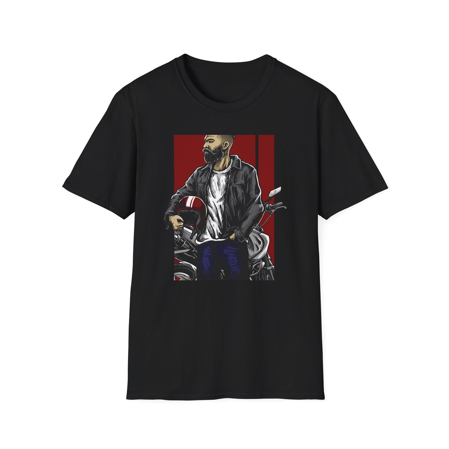Epic Bearded Biker T-Shirt for Men | Stylish Motorcycle Rider Tee | Cafe Racer Lifestyle | Ultimate Freedom Ride Apparel Gift