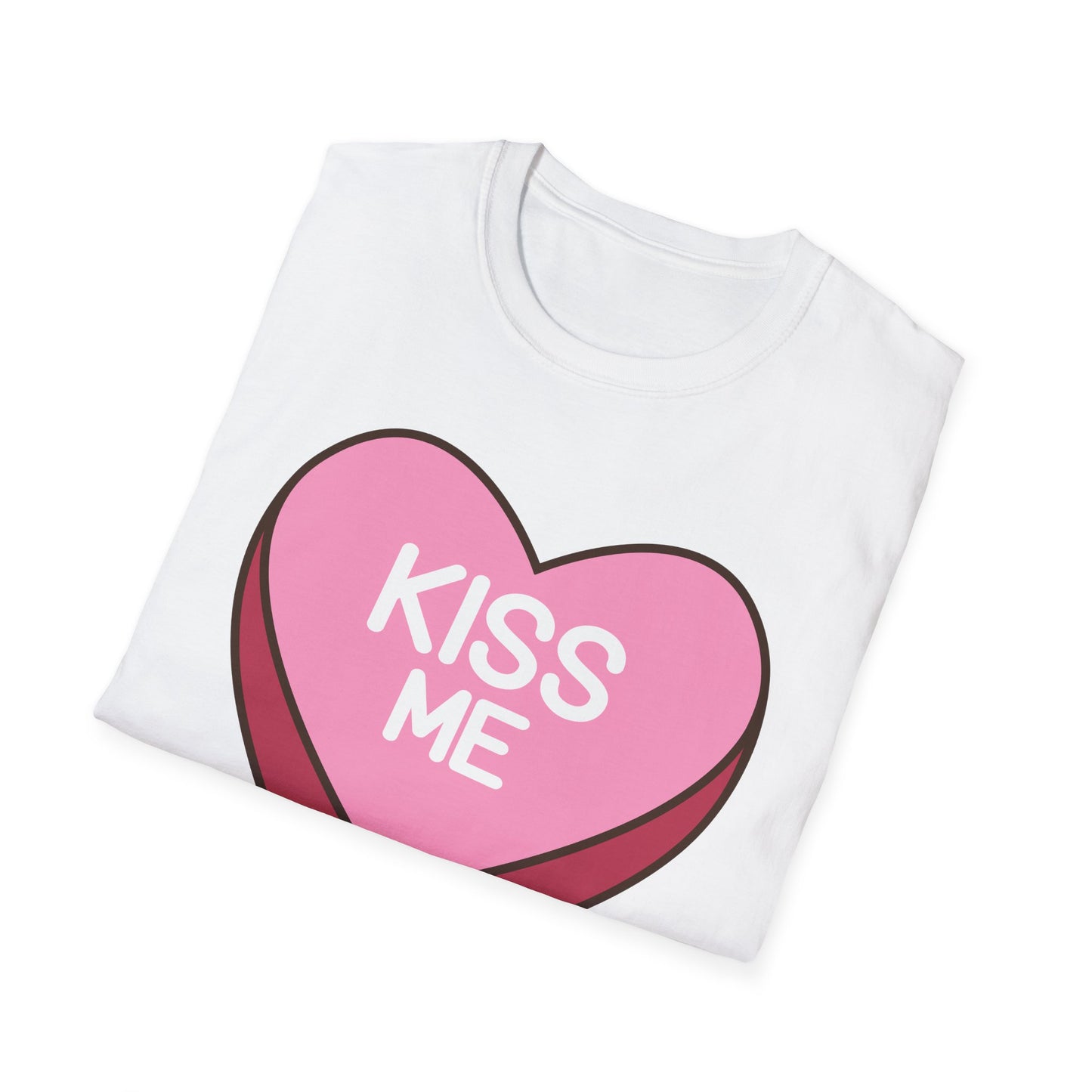 Adorable "Kiss Me" Conversation Heart T-Shirt | Sweet Valentine's Day Tee | Cute Romantic Candy Design Gift