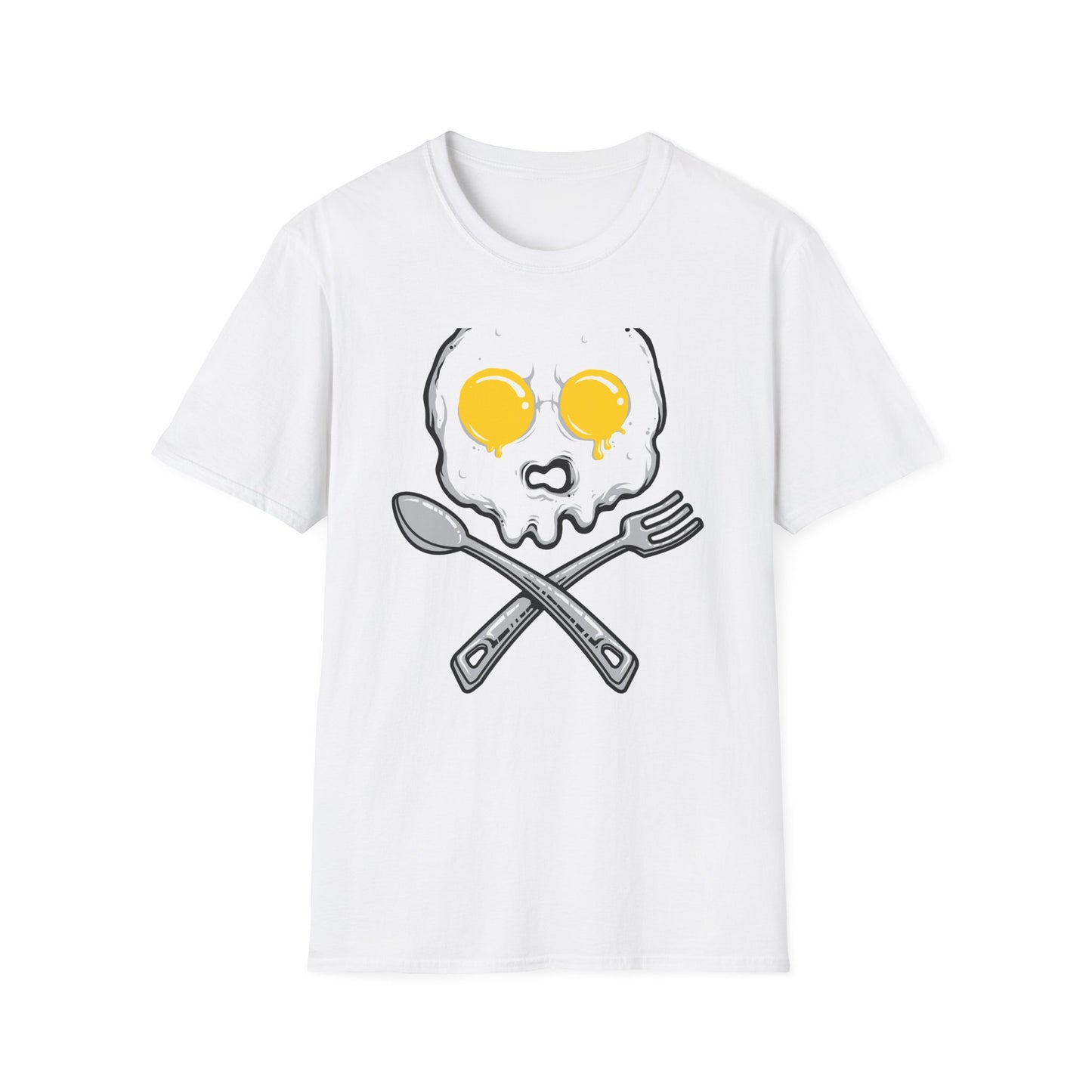 Epic Fried Egg Skull & Cross Utensils T-Shirt | Breakfast Lover & Chef Foodie Graphic Tee