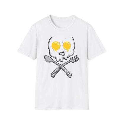 Epic Fried Egg Skull & Cross Utensils T-Shirt | Breakfast Lover & Chef Foodie Graphic Tee