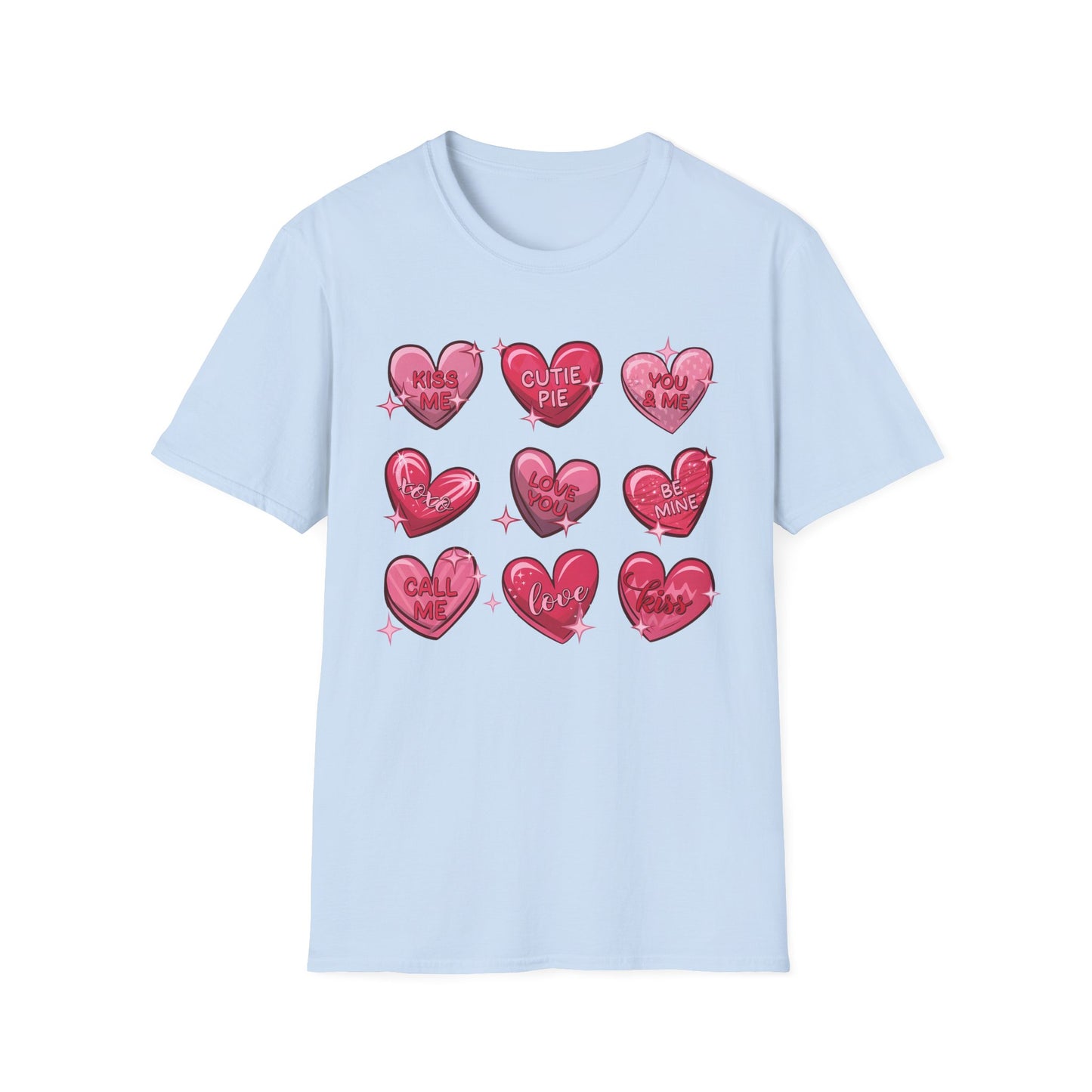 Adorable Valentine Candy Hearts T-Shirt | Sweet Love Messages Tee for Her & Him | Romantic "Kiss Me" Gift