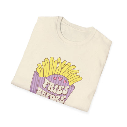 Hilarious "Fries Before Guys" T-Shirt | Trendy Retro Foodie Tee for Women, Bachelorette Parties & Best Friend Gifts