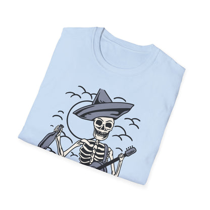 Screaming Skeleton Mariachi Band T-Shirt | Edgy Guitar & Tequila Skull Tee for Music Lovers & Day of the Dead Fans