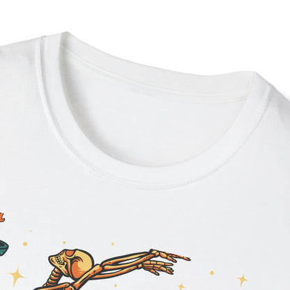 Enchanting Skeleton Ballerina T-Shirt | Mystical Dance Goth Tee | Unique Spooky Chic Apparel for Halloween & Beyond