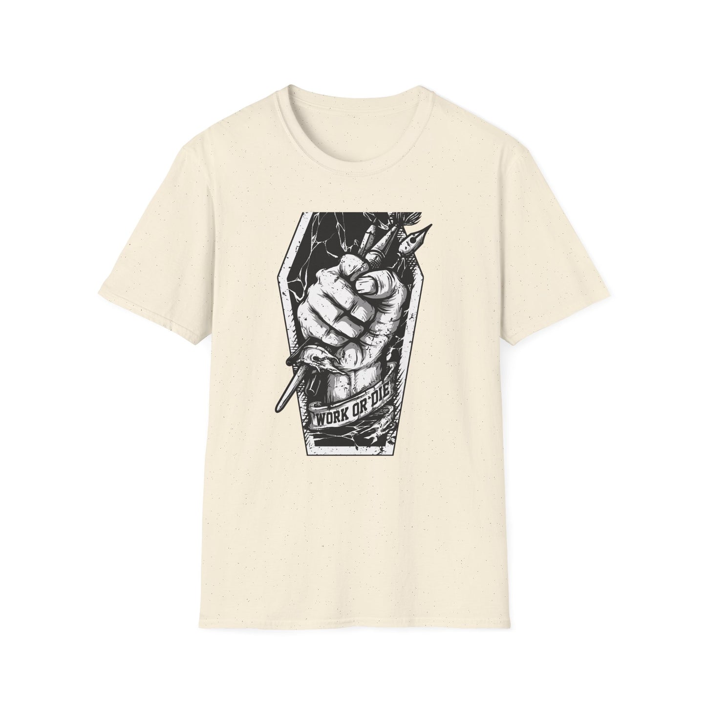 Unleash Creative Hustle: "Work or Die" Artist T-Shirt - Bold Grunge Art & Design Statement Tee