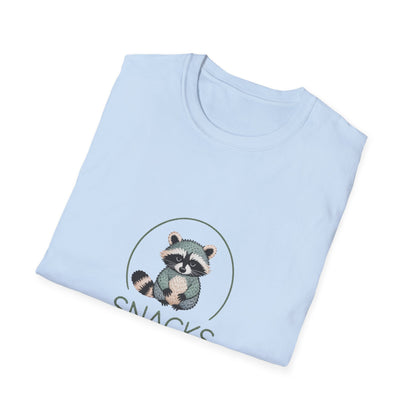 Cute Raccoon "Snacks Over Stress" T-Shirt | Hilarious Anti-Stress Foodie Tee for Ultimate Comfort & Joy