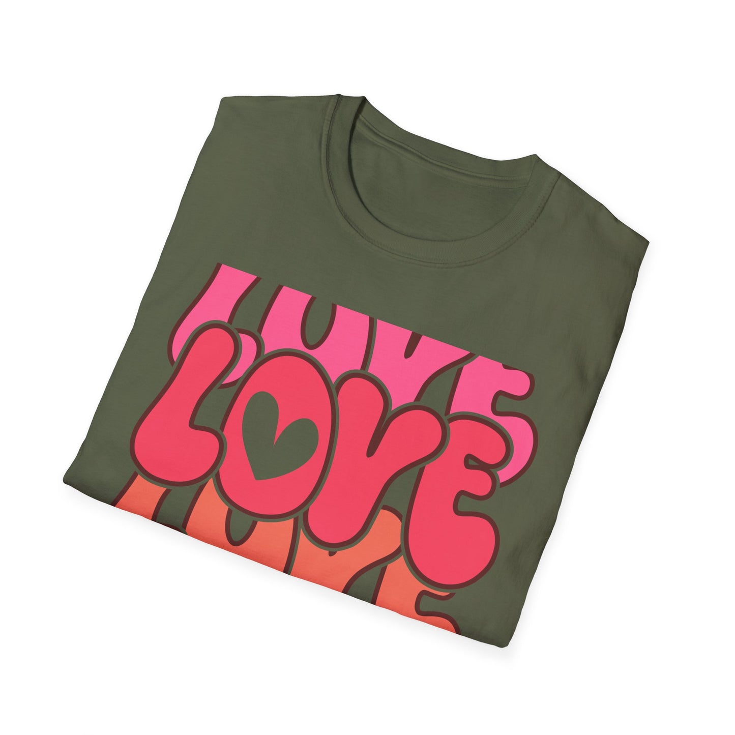 Vibrant Groovy LOVE XOXO T-Shirt | Retro Heart Bubble Letters Tee | Sweet Valentine's Day & Everyday Love Gift