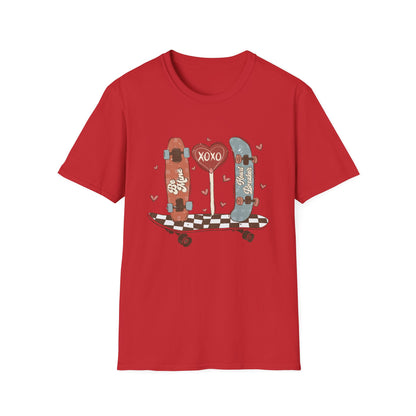 Retro Skateboard Valentine's T-Shirt | Be Mine Heart Breaker XOXO Tee | Trendy Vintage Skater Love Graphic Shirt